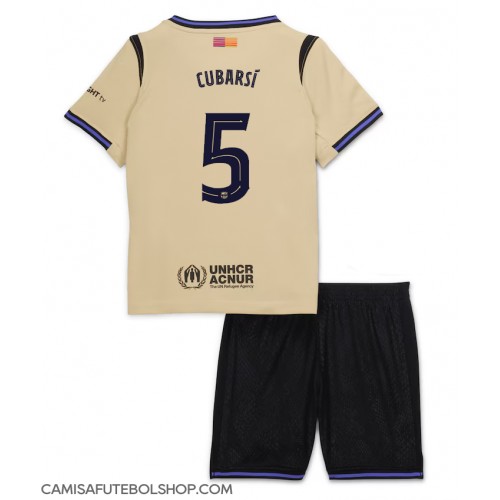 Camisa de time de futebol Barcelona Pau Cubarsi #5 Replicas 2º Equipamento Infantil 2025-26 Manga Curta (+ Calças curtas)